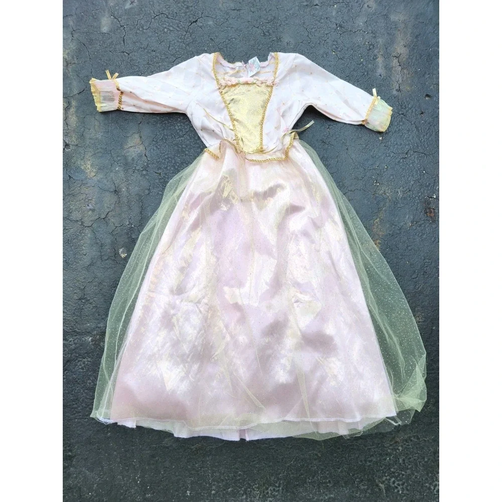 Vtg Princess And The Pauper Barbie Play Dress Costume Rubies Pink Girls Medium